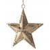 Χριστουγεννιάτικο Κρεμαστό Μεταλλικό Αστέρι 3D, Χρυσό με Merry Christmas (15cm)